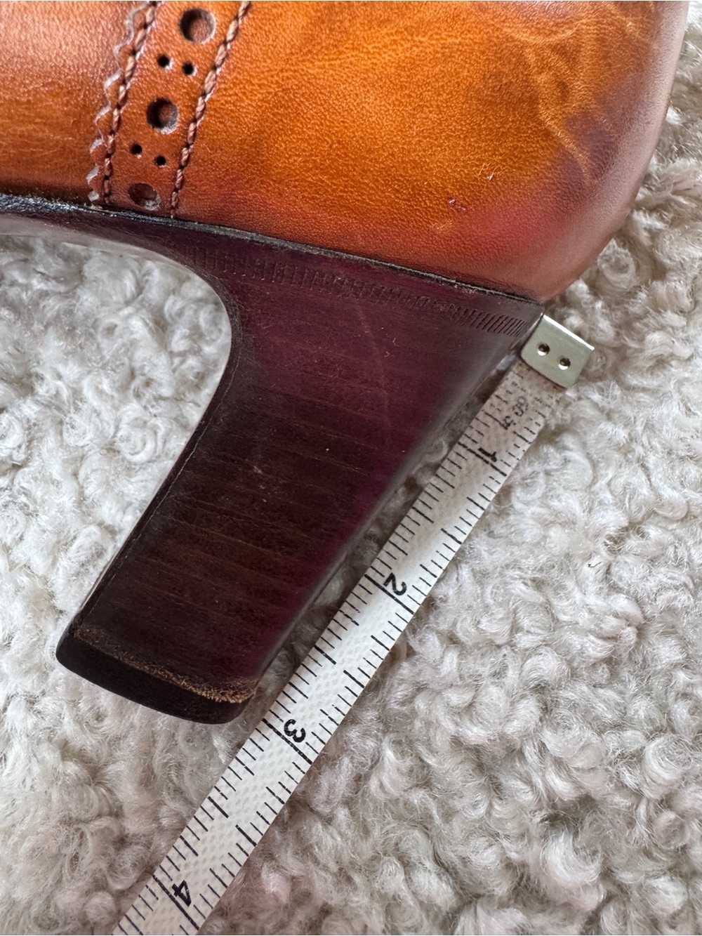 Ralph Lauren burnished tan wingtip heels shoes - Picture 10 of 13
